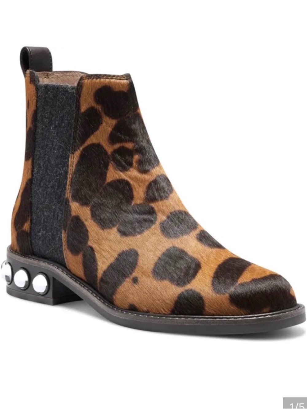 Louise et Cie Venda Chelsea boots leopard calf leather sz 7 brown.